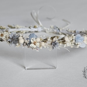 Zarter Haarkranz in creme-blau aus Trockenblumen / Haarkrone - Brautschmuck - Haarkrone - Kommunion -  Brautjungfern  - Haarschmuck