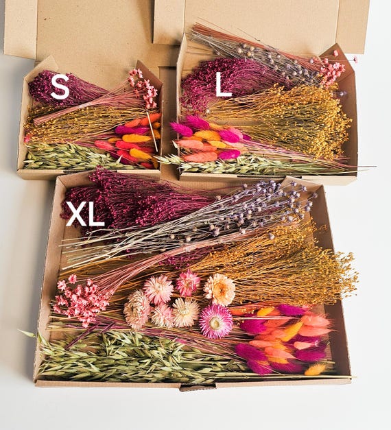 Trockenblumen-Set mit leuchtenden Farben/ Blumen zum Basteln / Blumen-Box für Bastler Blumenkranz als DIY-Set / Blumenmix I Artikel: 117