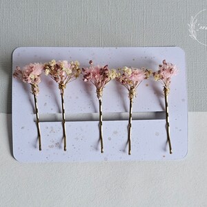 Haarnadeln aus echten Trockenblumen in creme-rosa für Hochzeit / Brautschmuck Brautfrisur Blumenmädchen Haarschmuck Brautjungfern Bild 3