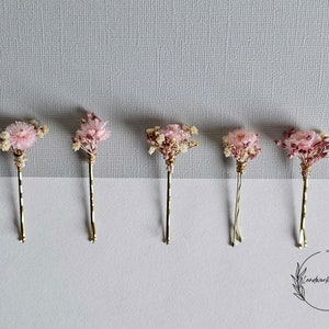 Haarnadeln aus echten Trockenblumen in creme-rosa für Hochzeit / Brautschmuck - Brautfrisur - Blumenmädchen - Haarschmuck - Brautjungfern