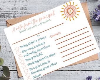 Boho Rainbow Teacher Mail | Note from the Teacher | Teacher Report | Good Report from Teacher Printable | Teacher Brag | Reward Note home |