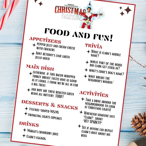 National Lampoon's Christmas Vacation |Holiday Dinner and Activities | Dinner & a movie | Christmas Movie | Christmas activities | PDF