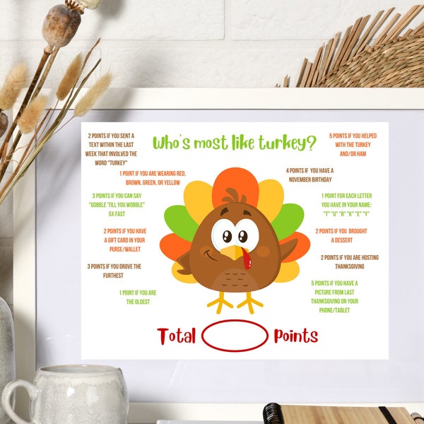 INSTANT DOWNLOAD | Thanksgiving Game Printable | Thanksgiving Game | Autumn Game | Staff Game | Icebreaker Group Game Printable |