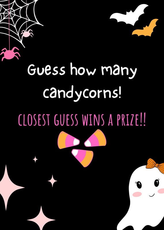 Guess How Many Candy Corns Game Guess How Many Game Halloween Etsy
