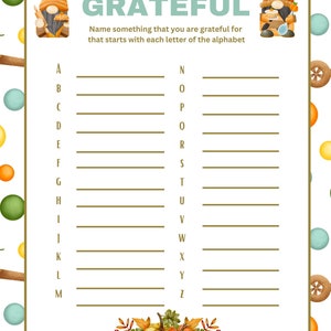 Thanksgiving Grateful Print Thanksgiving Printable Activities Thanksgiving Fun Games Thanksgiving Party Games Friendsgiving image 2