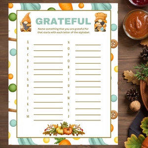 Thanksgiving Grateful Print | Thanksgiving Printable Activities | Thanksgiving Fun Games | Thanksgiving Party Games | Friendsgiving |