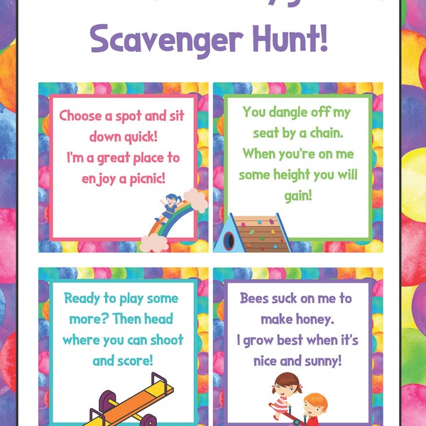 Park Scavenger Hunt | Playground Treasure Hunt | Scavenger Hunt Clues