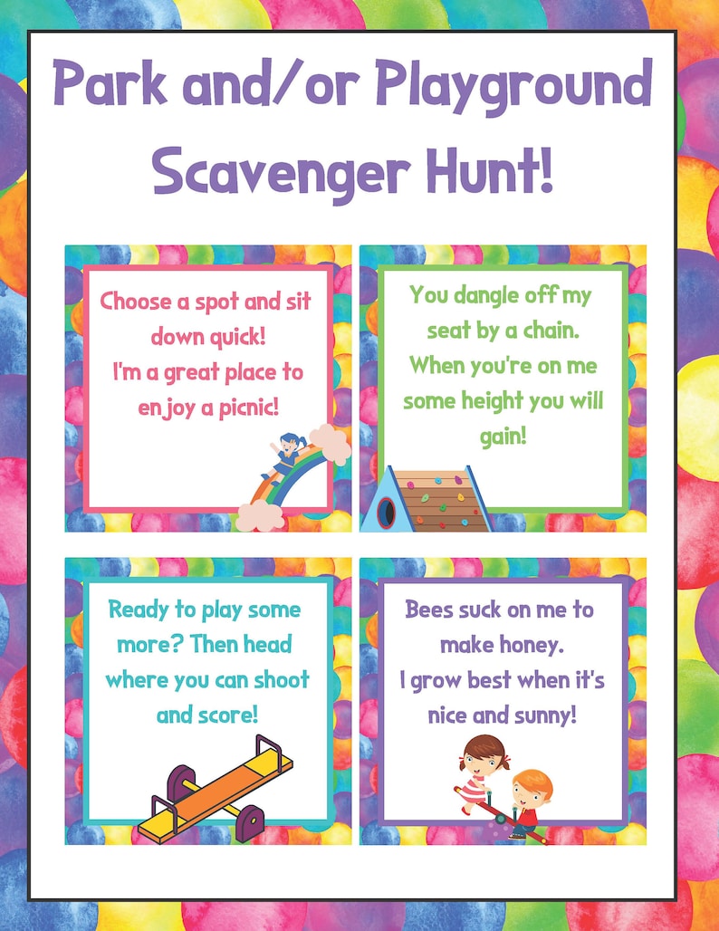 Park Scavenger Hunt Playground Treasure Hunt Scavenger - Etsy