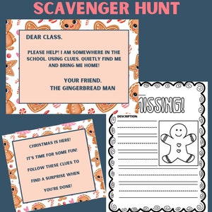 Gingerbread Man Scavenger Hunt | Christmas scavenger hunt | Christmas treasure hunt clues | Gingerbread Man hunt | Family Christmas games |