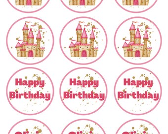 Princess cupcake toppers | DIGITAL DOWNLOAD Princess cupcake toppers | Birthday cupcake toppers | cupcake toppers | Princess Castle Party |