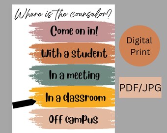 Custom School Counseling Office Sign Door | Where is the counselor | School counselor office | Therapy office | Psychology | Counseling |