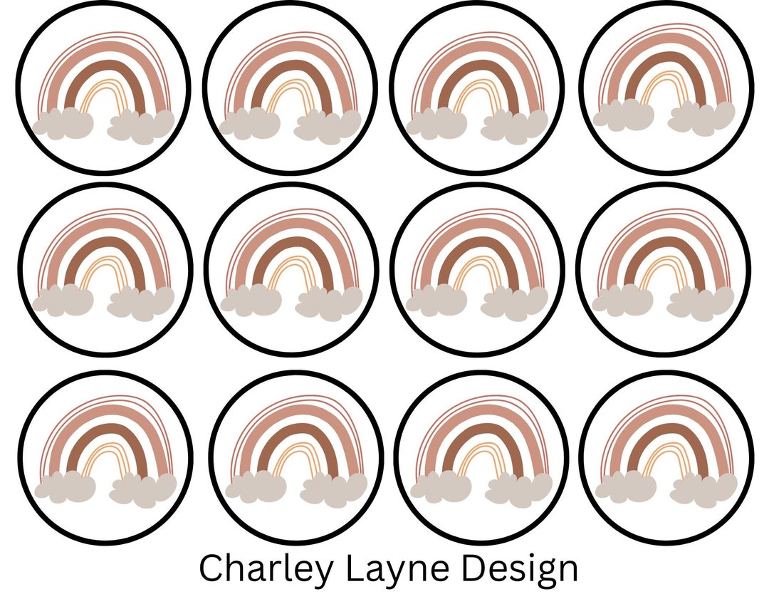 Editable Boho Rainbow Cupcake Toppers DIGITAL DOWNLOAD Boho Cupcake