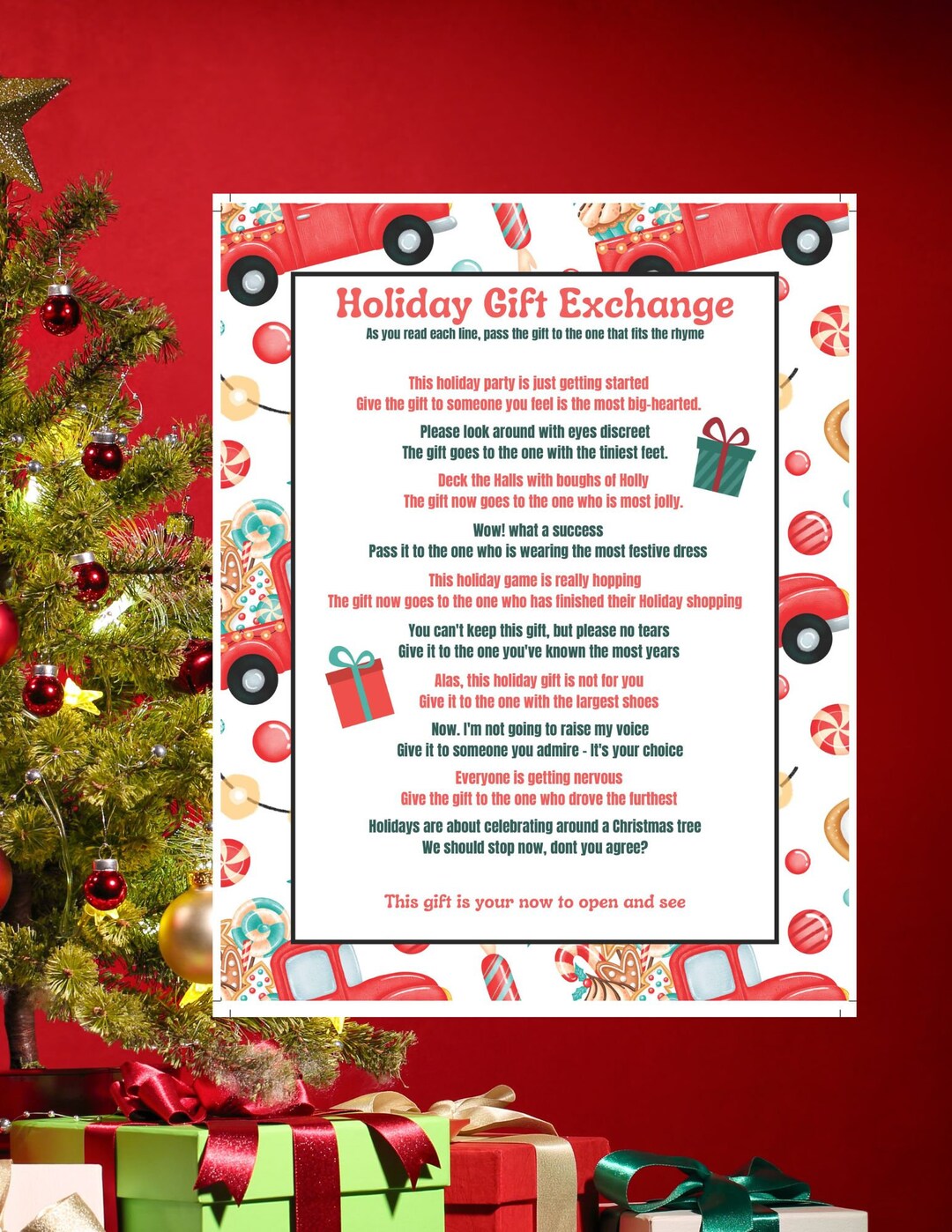 INSTANT DOWNLOAD Printable 8.5x11 Holiday Gift Exchange Gift Exchange ...