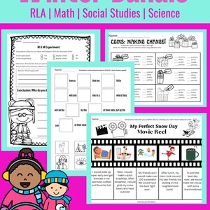 Winter Reading Language Arts | Math | Social Studies | Science Activity Bundle | Second Grade | First Grade | No PREP | Worksheets | PDF