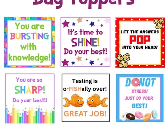 Testing Treat Bag Toppers | STAAR Testing | Benchmark Testing Snack