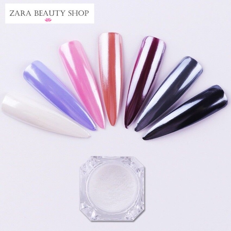 WHITE CHROME POWDER Pigment Pearl Nails Nail Art Crystal Shiny Etsy