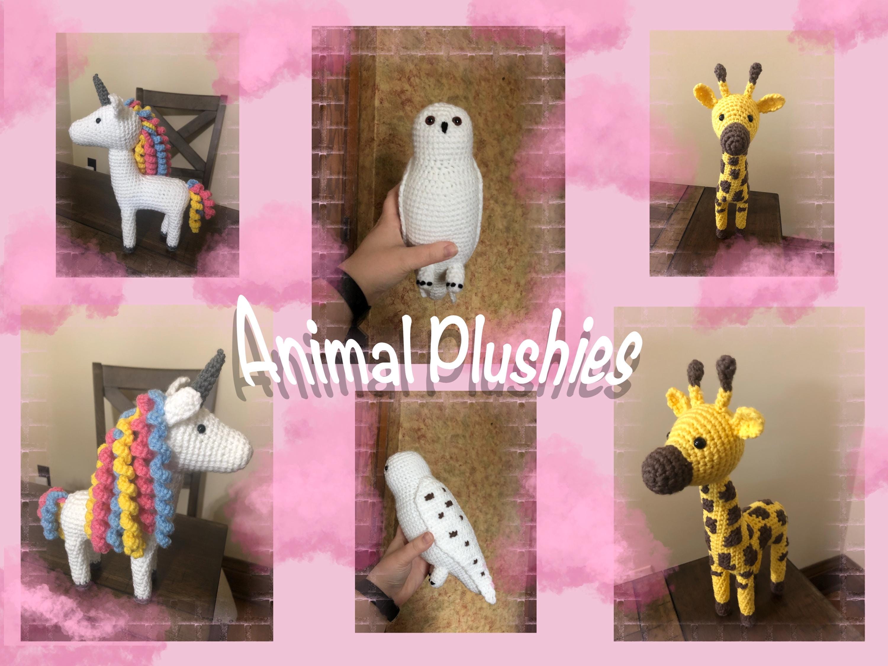 Handmade Crochet Giraffe, Unicorn, or Snowy Owl Plushie, Amigurumi Plush, Stuffed Animal, Gift for H