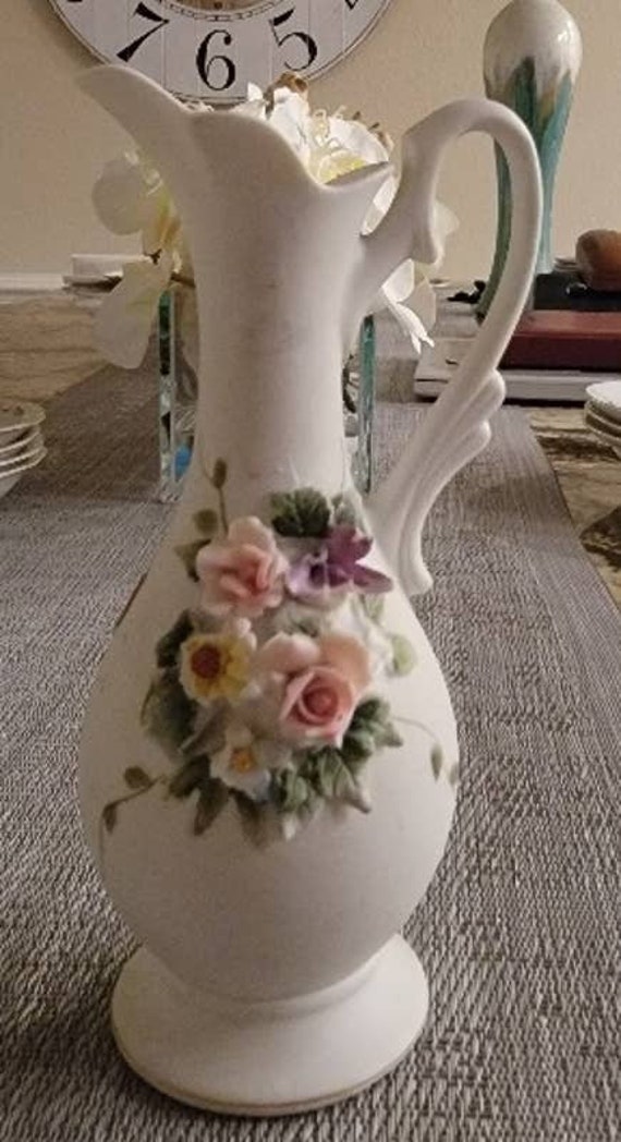 Vintage Lefton China Vase With Flowers Mark Kw 829 Etsy