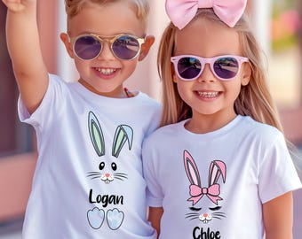 Easter 2026 Kids Name Shirt, Custom Bunny T-Shirt, Toddler Easter Gift