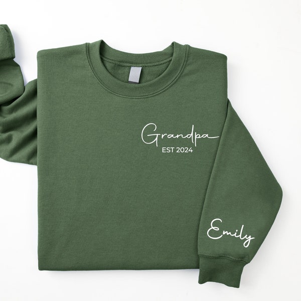 Personalize Grandpa Sweatshirt with Grandkids Names on Sleeve, Papa Sweatshirt, Abuelo Sweatshirt, Fathers Day Gift, New Grandpa Gift