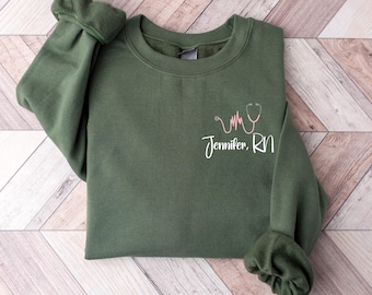 Custom Nurse Name Sweatshirt, Nurse Appreciation Gift, Nurse Day Sweatshirt, Nurse Graduate Shirt, Nursing School Shirt, New Nurse Gift