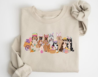 Easter Dogs Sweatshirt, Easter Dogs Sweater, Womens Dog Lover Easter Gift, Cute Easter Crewneck, Dogs Easter Outfit, Dog Mom Easter Shirt