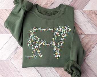 Christmas Highland Cow Sweatshirt : Funny Holiday Farm Outfit, Family Xmas Party Gift
