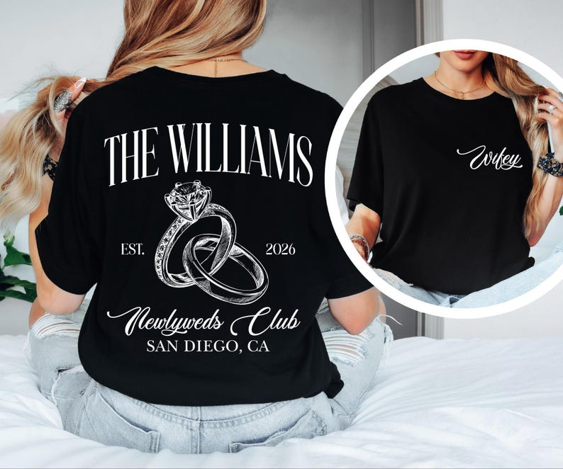 Custom Bride Sweatshirt, Engagement Gift For Bride, Personalize Wifey Hubby Shirt, Bridal Party Shirt, Honeymoon Shirt,New Wife Wedding Gift Bild 5