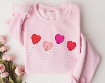 Candy Heart Sweatshirt, Heart Sucker Sweatshirt, Valentines Day Sweatshirt, Cute Valentines Sweatshirt, Valentine Graphic Tee