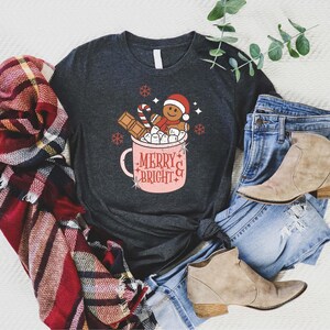 Funny Christmas Gingerbread Shirts, Christmas Coffee Latte Shirt, Christmas Cookies Shirt, Christmas Shirts for Women, Cute Christmas Shirt imagen 5