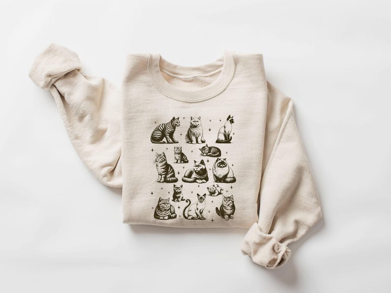 Retro Cat Sweatshirt, 90s Cat Shirt, Cat Lover Shirt, Cat Mom Shirt, Cat Graphic Tee, Cat Lover Gift, Trendy Cat Shirt,Cat Mom Birthday Gift image 7