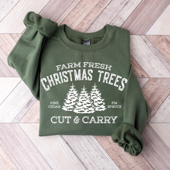 Farm Fresh Christmas Trees Shirt, Pine Spruce Fir, Cute Merry Christmas Tree Sweatshirt, Merry And Bright Sweatshirt, Womens Christmas Shirt