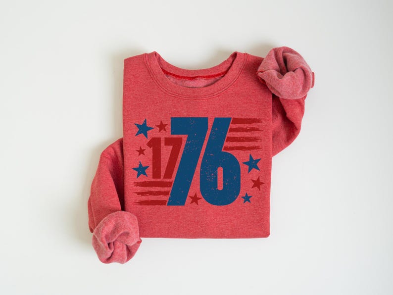 Retro USA Est 1776 Sweatshirt, Womens USA Shirt, America Sweatshirt, 4th of July Sweatshirt, Patriotic Sweatshirt, Red White and Blue afbeelding 4