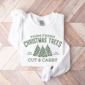 Farm Fresh Christmas Trees Shirt, Pine Spruce Fir, Cute Merry Christmas Tree Sweatshirt, Merry And Bright Sweatshirt, Womens Christmas Shirt imagen 7