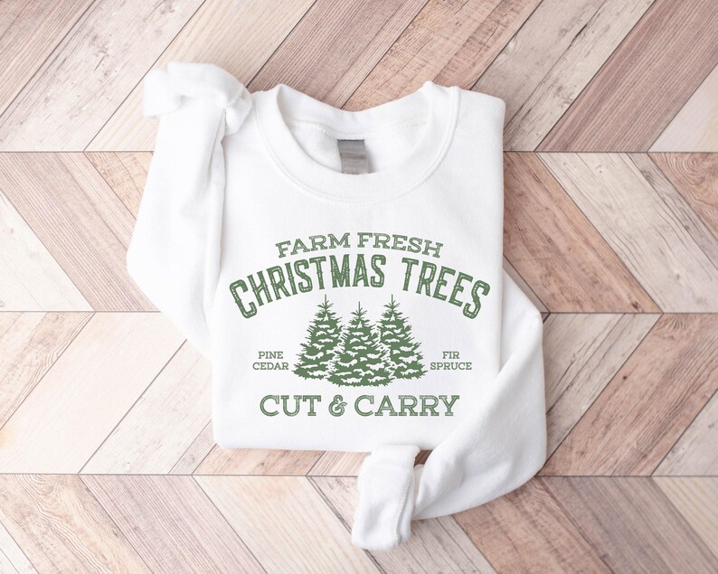 Farm Fresh Christmas Trees Shirt, Pine Spruce Fir, Cute Merry Christmas Tree Sweatshirt, Merry And Bright Sweatshirt, Womens Christmas Shirt imagen 7