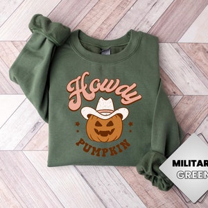 Howdy Pumpkin Western Halloween Sweatshirt, Cute Women's Western Halloween Tee, Retro Halloween Shirt, Country Cowgirl Halloween Shirt