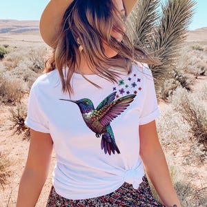 Floral Hummingbird Shirt, Bird Lover Gift, Good Luck Shirt, Spiritual Shirt, Spring Bird Shirt, Nature Lovers Gift, Flowers Birds Shirt