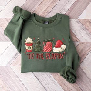 T Is The Season Sweatshirt : Cute Merry Christmas Sweater, Womens Holiday Outfit, Winter Shirt, Family Xmas Party Tee
