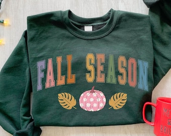 Retro Fall Season Sweatshirt, Womens Autumn Shirt, Fall Vibes Shirt, Pumpkin Shirt, Gift For Halloween, Halloween Shirt, Fall Graphic Tee