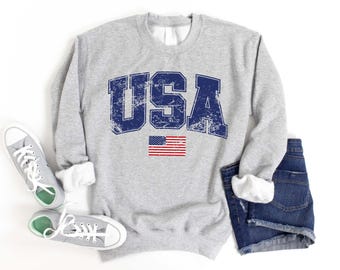 UNION BALANT★ naples sweatshirts ★関税送料込 Retro USA Sweatshirt, Womens USA Crewneck Sweatshirt, USA