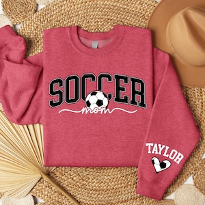 Personalize Soccer Mom Kids Name On Sleeve Sweatshirt, Mom Soccer Sweater, Soccer Mama Shirt, Gift for Soccer Mom, Fall Soccer Season Shirt image 5