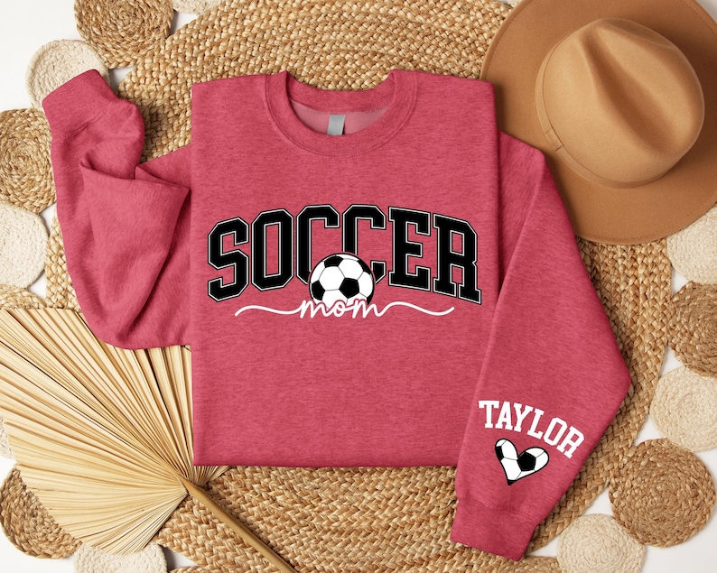 Personalize Soccer Mom Kids Name On Sleeve Sweatshirt, Mom Soccer Sweater, Soccer Mama Shirt, Gift for Soccer Mom, Fall Soccer Season Shirt image 5