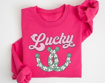 Womens Lucky Day Sweatshirt, Cute Love Shamrock Sweatshirt, Retro St Patricks Day Sweatshirt, Funny Lucky Sweatshirt, St Patty's Day Shirt