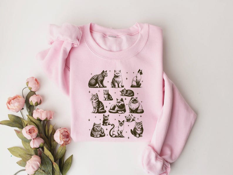 Retro Cat Sweatshirt, 90s Cat Shirt, Cat Lover Shirt, Cat Mom Shirt, Cat Graphic Tee, Cat Lover Gift, Trendy Cat Shirt,Cat Mom Birthday Gift image 3