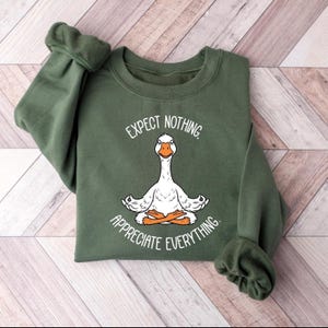 Womens Yoga Sweatshirt, Expect Nothing Appreciate Everything, Cute Yoga Lover Shirt, Fitness Workout, Exercise Shirt, Yoga Meditation Shirt