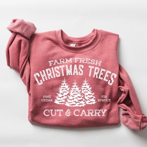Farm Fresh Christmas Trees Shirt, Pine Spruce Fir, Cute Merry Christmas Tree Sweatshirt, Merry And Bright Sweatshirt, Womens Christmas Shirt imagen 4