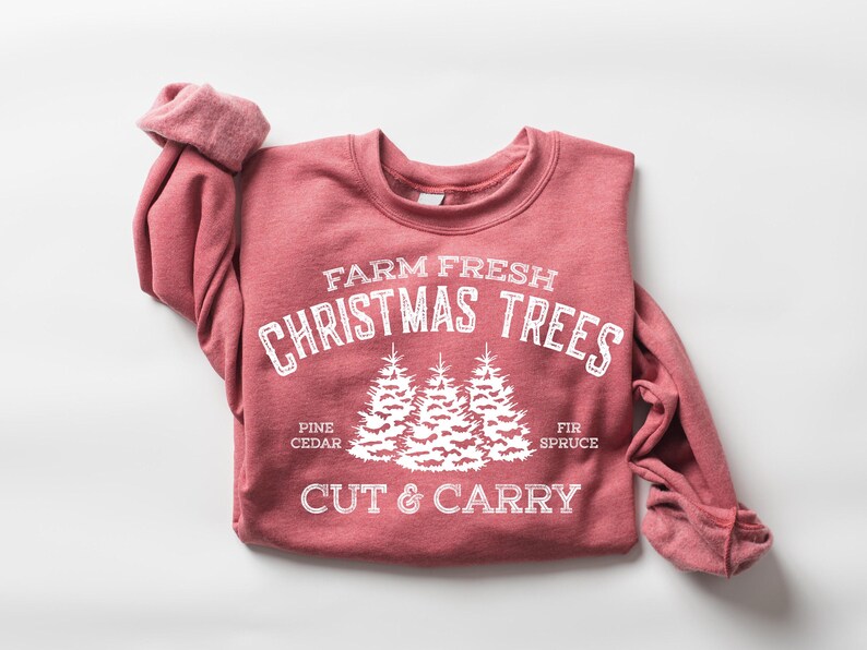 Farm Fresh Christmas Trees Shirt, Pine Spruce Fir, Cute Merry Christmas Tree Sweatshirt, Merry And Bright Sweatshirt, Womens Christmas Shirt imagen 4