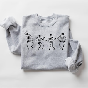 Dancing Skeleton Sweatshirt, Skeleton Halloween Shirt, Womens Halloween Shirt, Halloween Party Shirt, Cute Halloween Gift, Fall Graphic Tee Bild 7