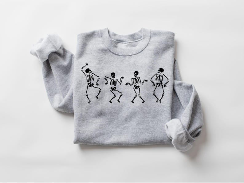 Dancing Skeleton Sweatshirt, Skeleton Halloween Shirt, Womens Halloween Shirt, Halloween Party Shirt, Cute Halloween Gift, Fall Graphic Tee Bild 7