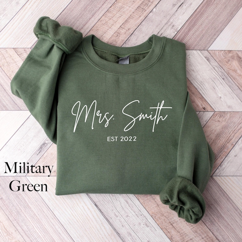 CUSTOM Sweatshirt (Small), “Future Mrs Indig”, White crewneck sweatshirt, black writing